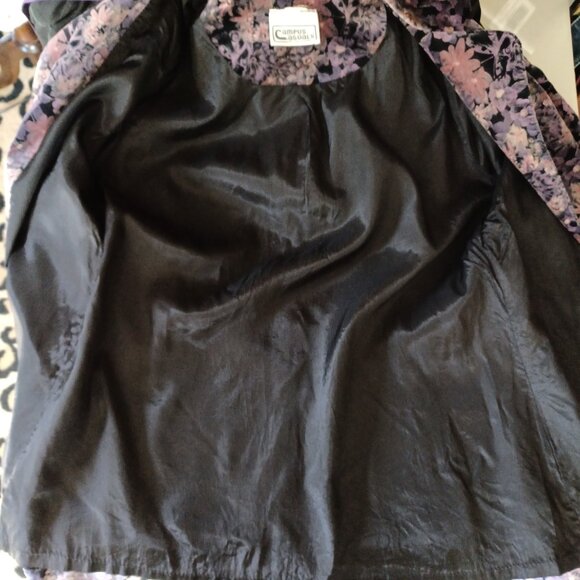 Vintage 70s Dark Floral Cotton Velvet Blazer - Picture 9 of 9